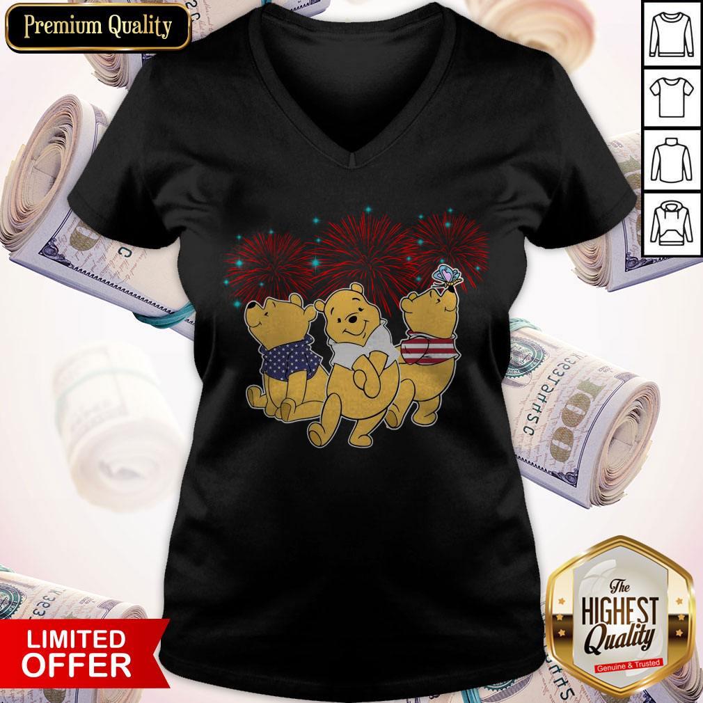 Pooh Disney Happy The 4th Of July Merica American Flag Independence Day Shirt - Image 3