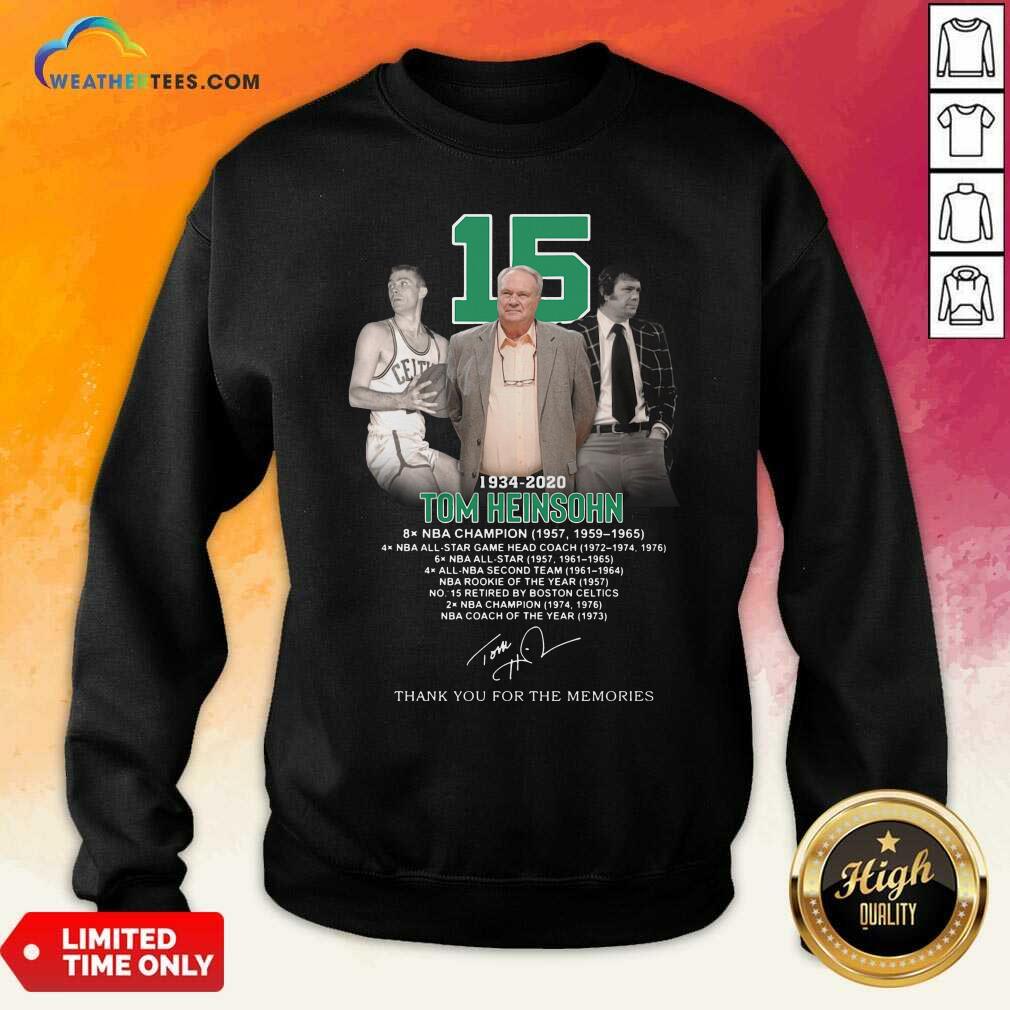 Premium 15 Tom Heinsohn 1934 2020 Thank You For The Memories Signature Shirt - Image 4