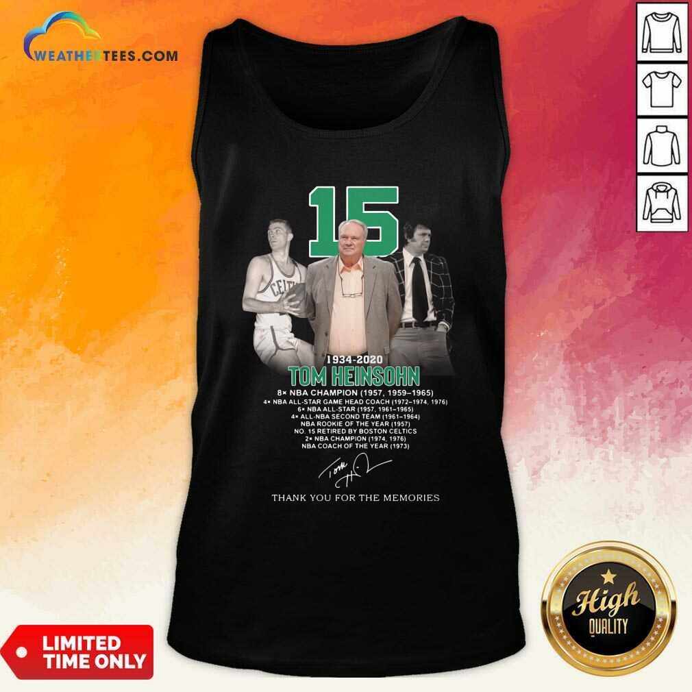 Premium 15 Tom Heinsohn 1934 2020 Thank You For The Memories Signature Shirt - Image 2