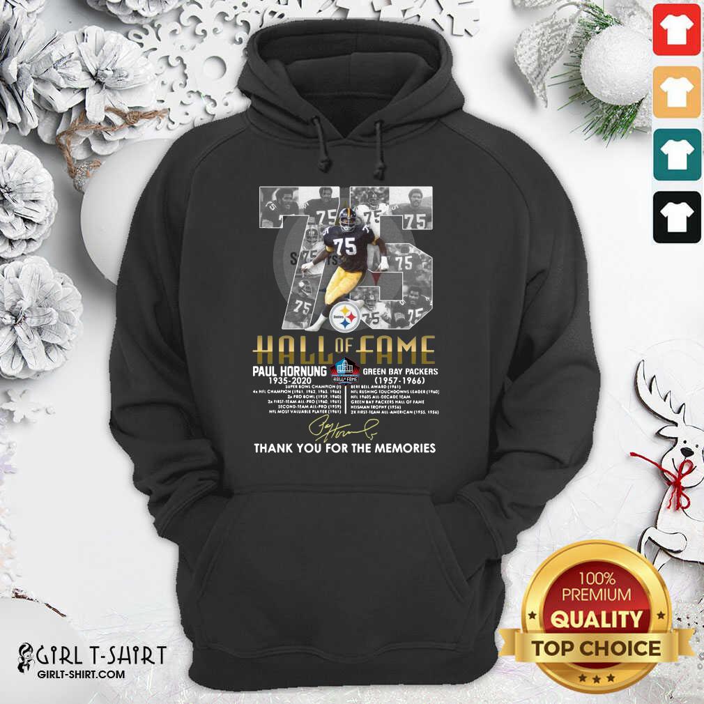 Premium 75 Paul Hornung 1935 2020 Hall Of Fame Thank You For The Memories Signature Shirt - Image 5
