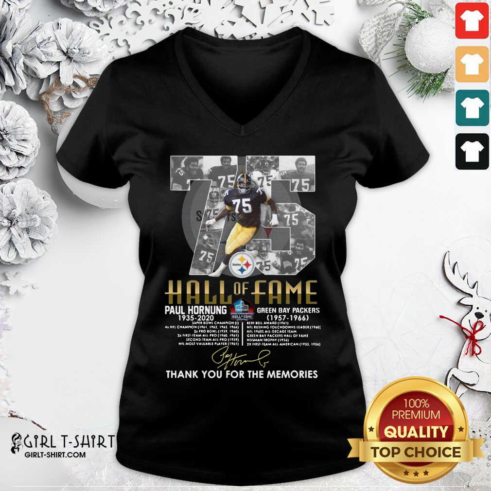 Premium 75 Paul Hornung 1935 2020 Hall Of Fame Thank You For The Memories Signature Shirt - Image 4