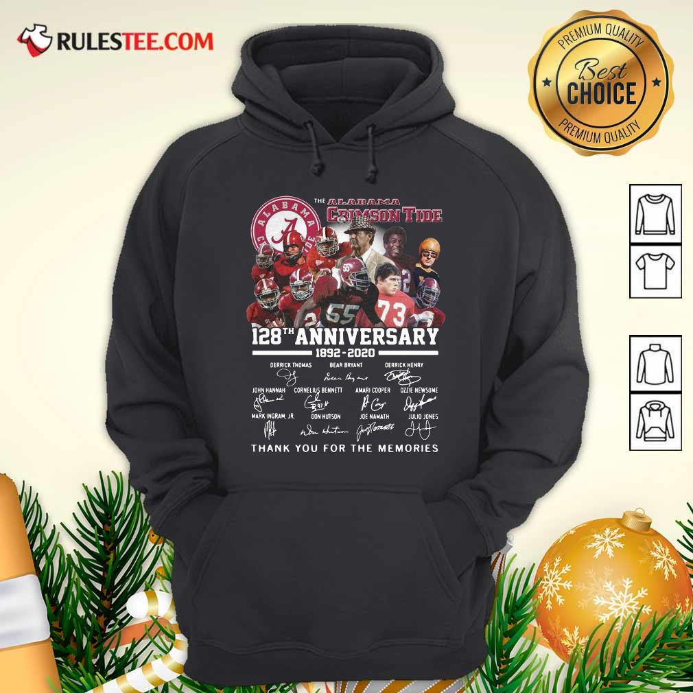 Premium Alabama Crimson Tide 128th Anniversary 1982 2020 Signatures Thank Shirt - Image 2