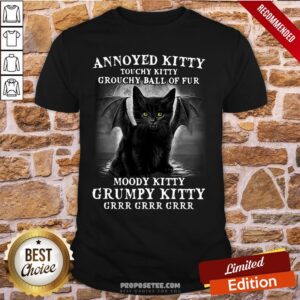 Premium Annoyed Kitty Touchy Kitty Grouchy Ball Of Fur Moody Kitty Grumpy Kitty Grrr Grrr Grrr Shirt