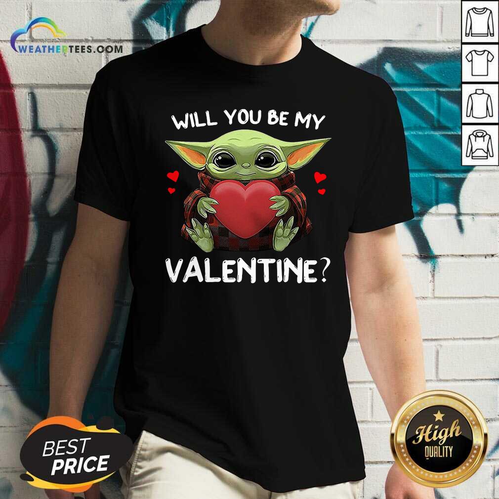 Premium Baby Yoda Hug Heart Will You Be My Valentine Shirt - Image 2
