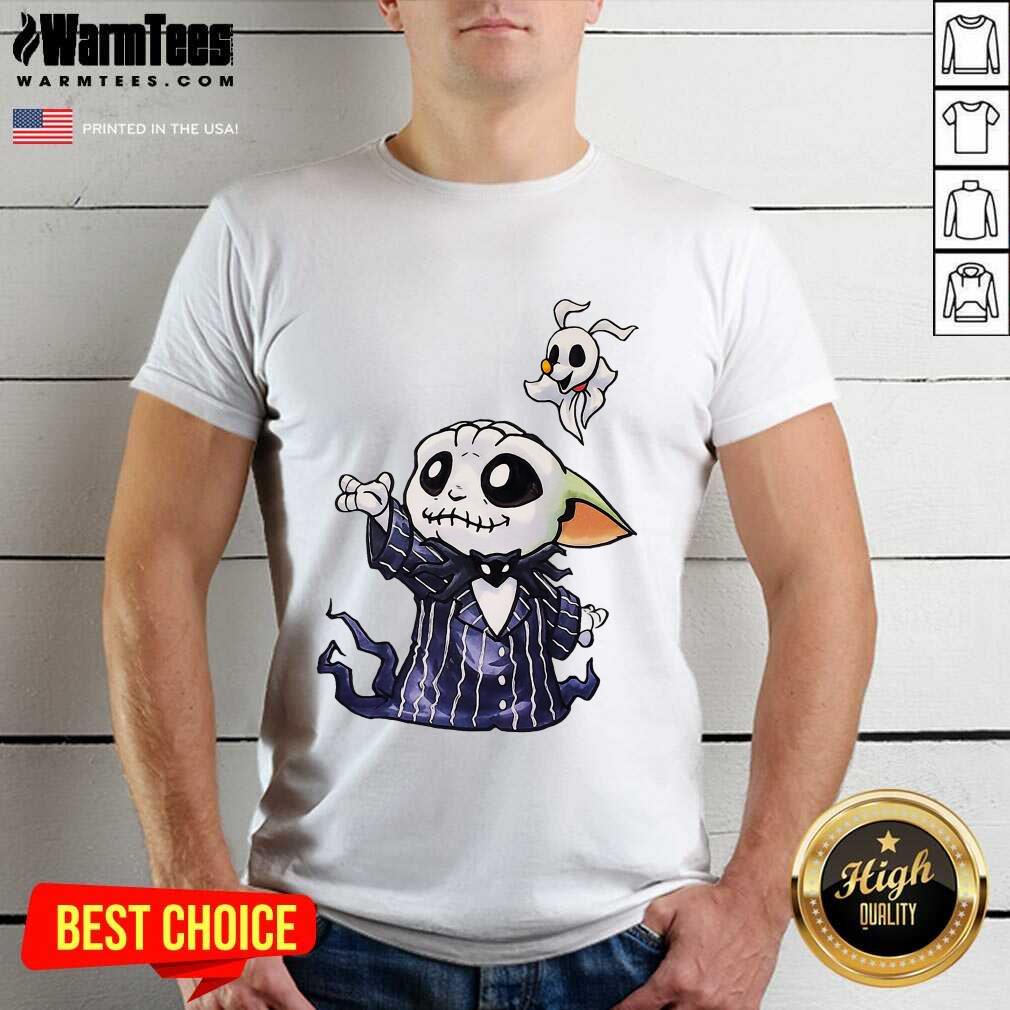 Premium Baby Yoda In Jack Skellington And Zero Shirt