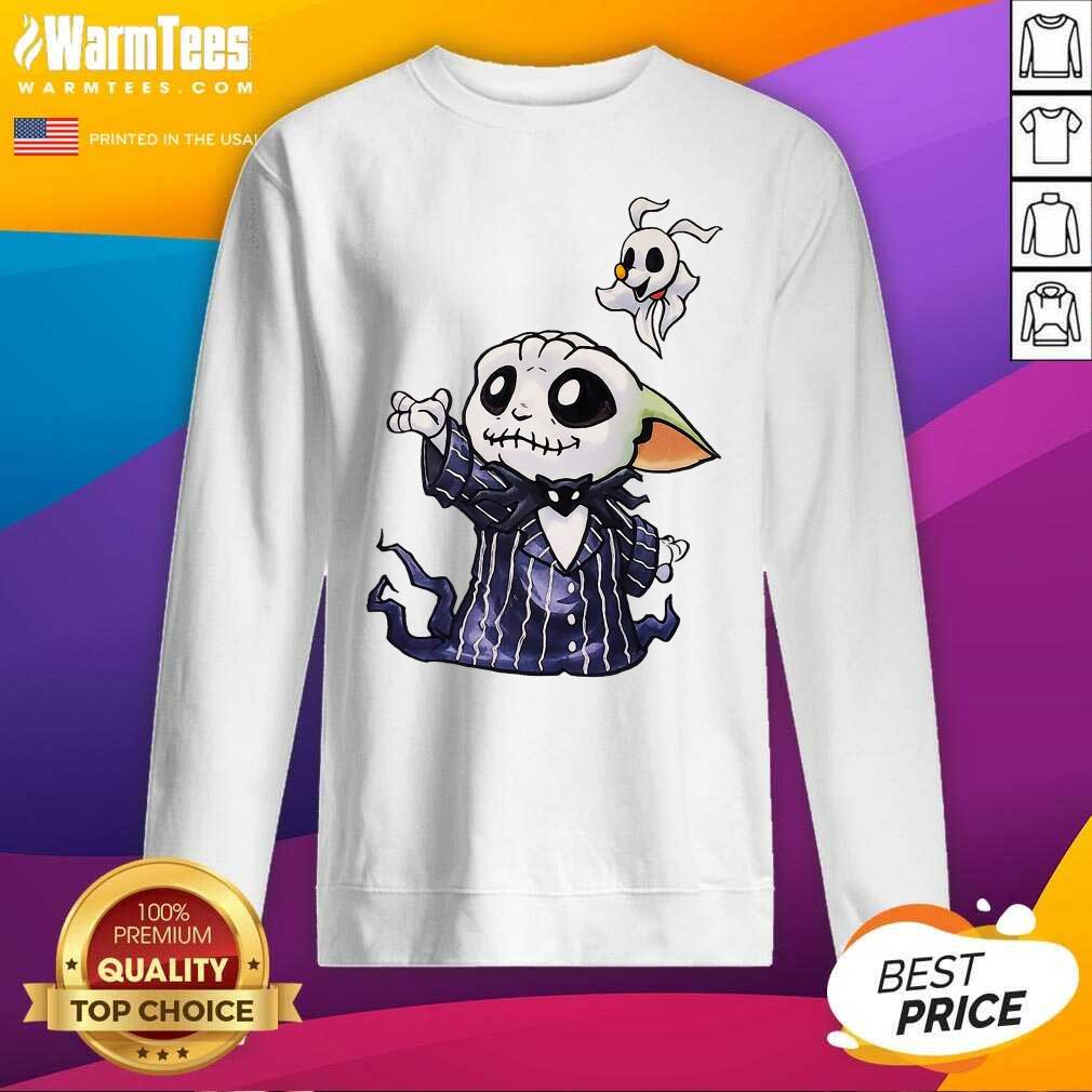 Premium Baby Yoda In Jack Skellington And Zero Shirt - Image 3