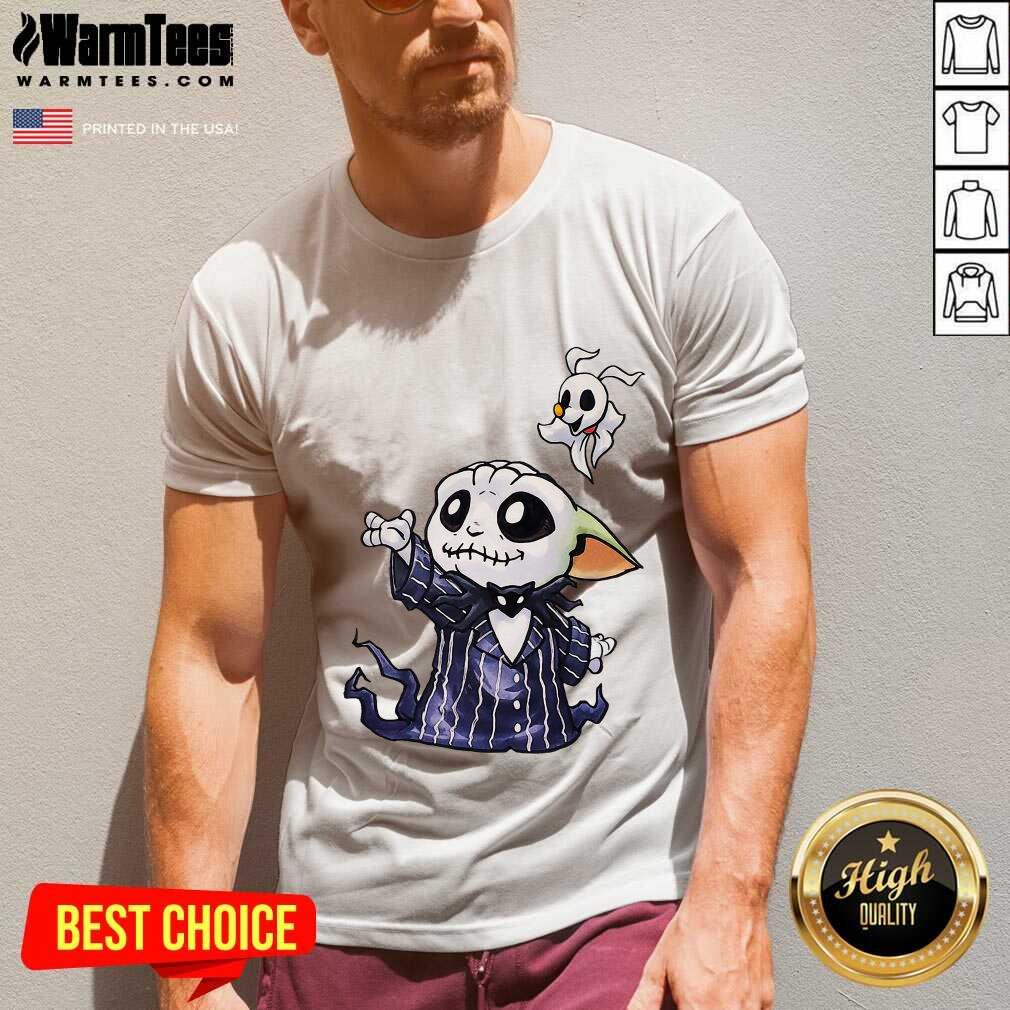 Premium Baby Yoda In Jack Skellington And Zero Shirt - Image 5