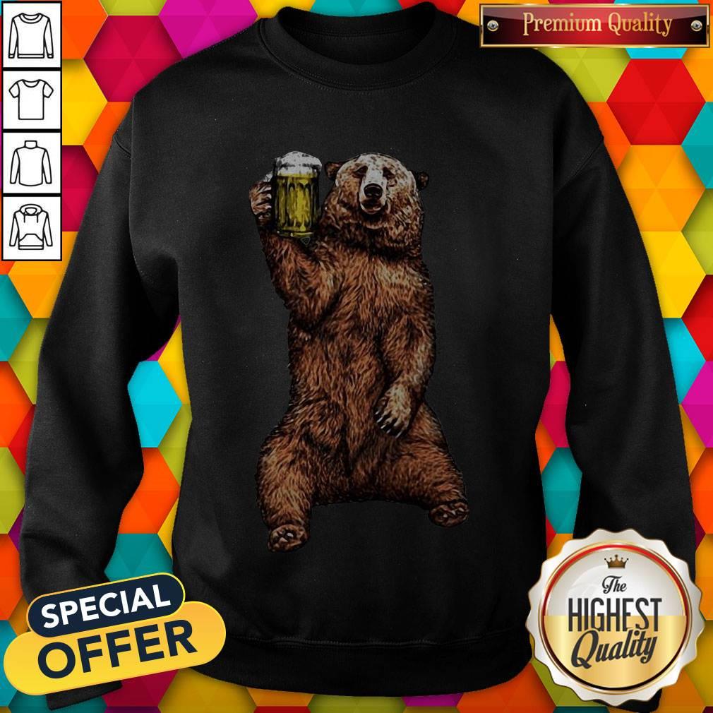 Premium Bear Drinking Beer Shirt - Image 4