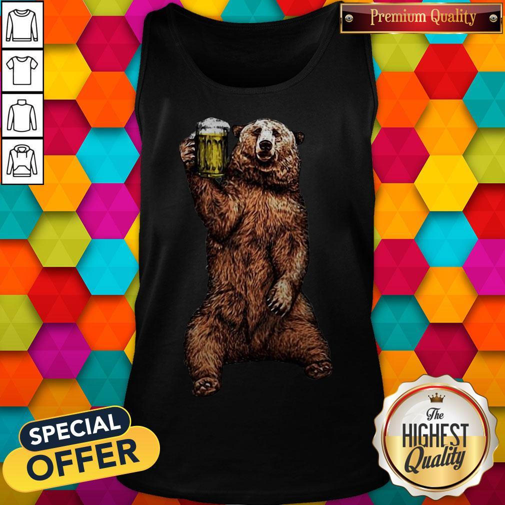 Premium Bear Drinking Beer Shirt - Image 3