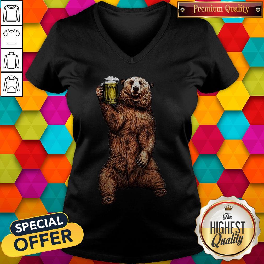 Premium Bear Drinking Beer Shirt - Image 2