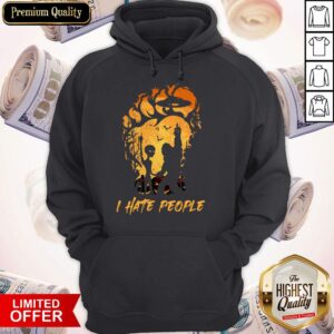 Alternative view of Premium Bigfoot And Alien I Hate People Halloween Shirt
