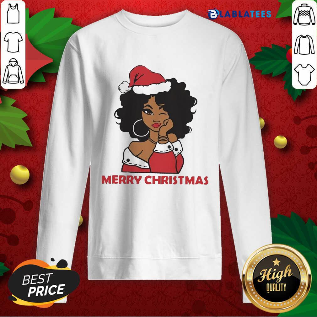 Premium Black Firl Hat Santa Merry Christmas 2020 Shirt - Image 4