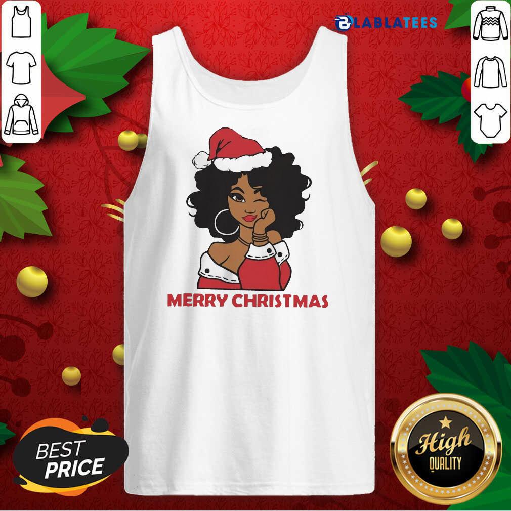 Premium Black Firl Hat Santa Merry Christmas 2020 Shirt - Image 3