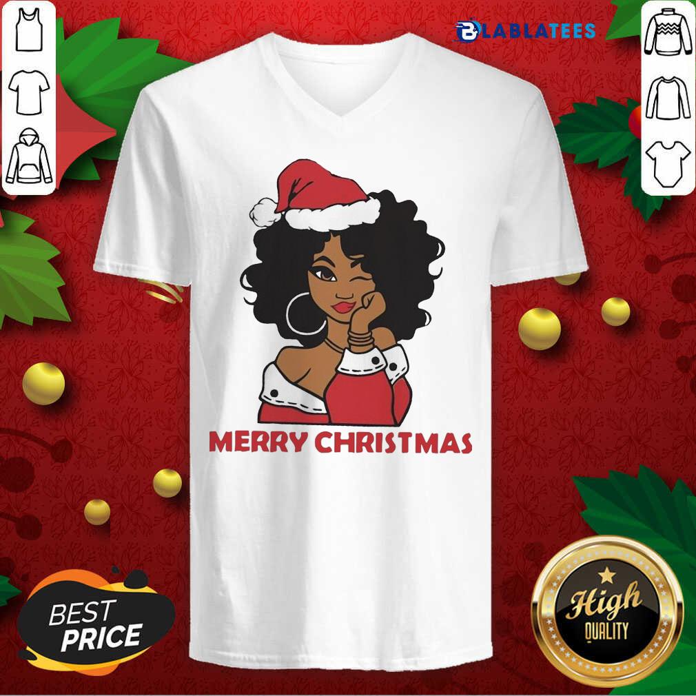Premium Black Firl Hat Santa Merry Christmas 2020 Shirt - Image 2