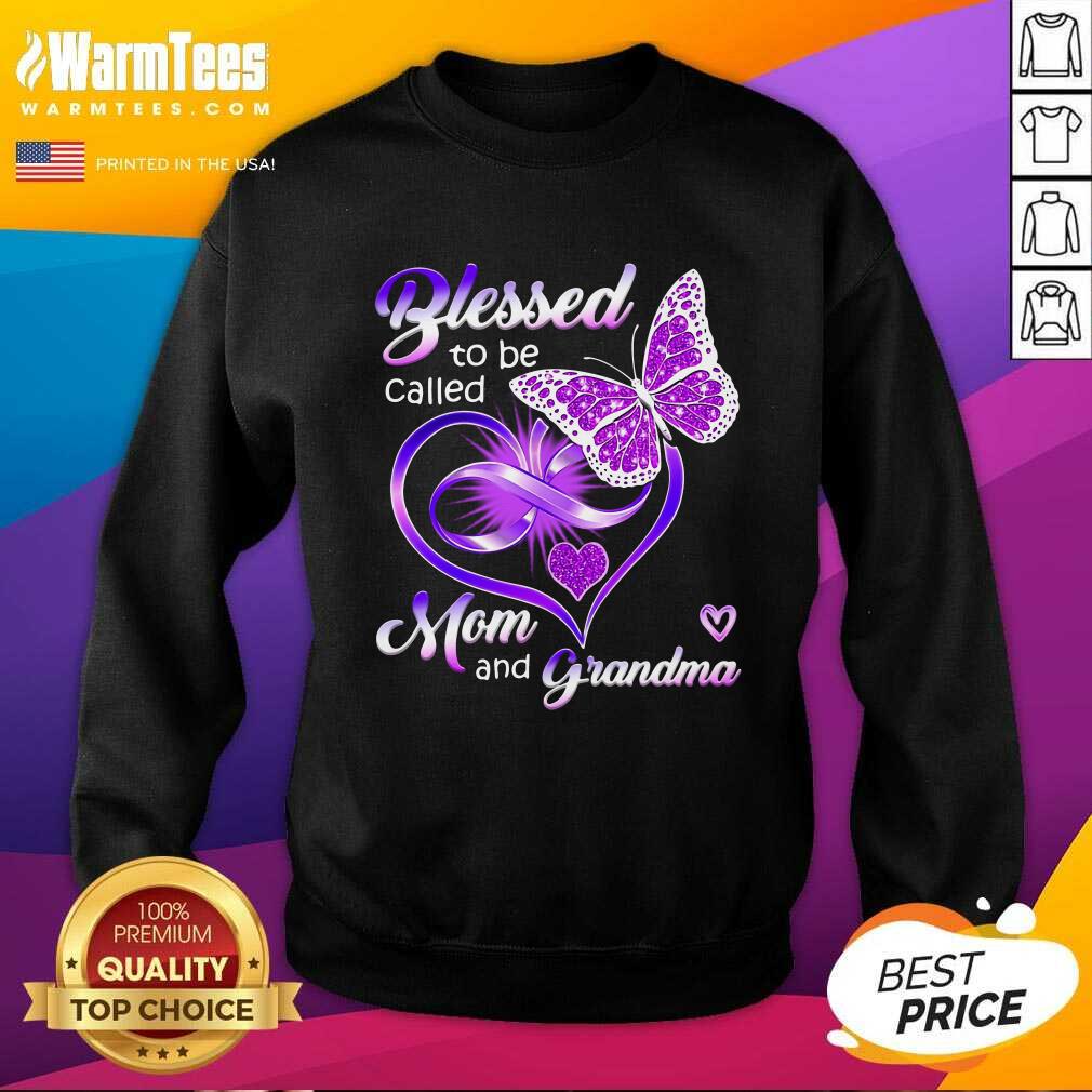 Premium Blessed To Be Called Mom And Grandma Purple Infinity Heart And Butterfly Shirt - Image 3