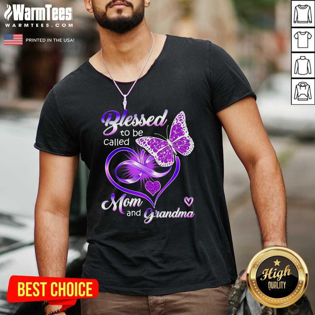 Premium Blessed To Be Called Mom And Grandma Purple Infinity Heart And Butterfly Shirt - Image 5
