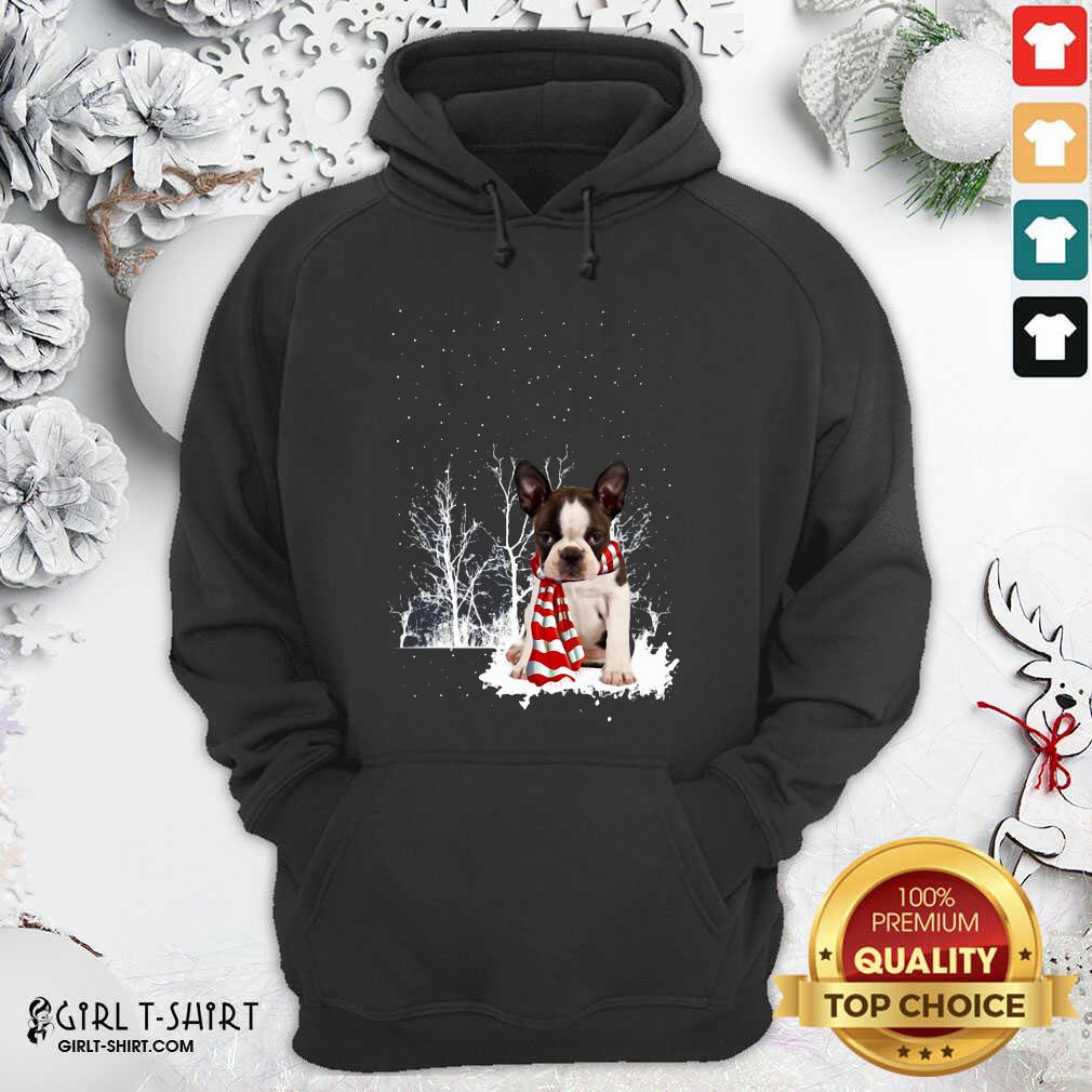 Premium Boston Terrier Snow Scarf Christmas Shirt - Image 2