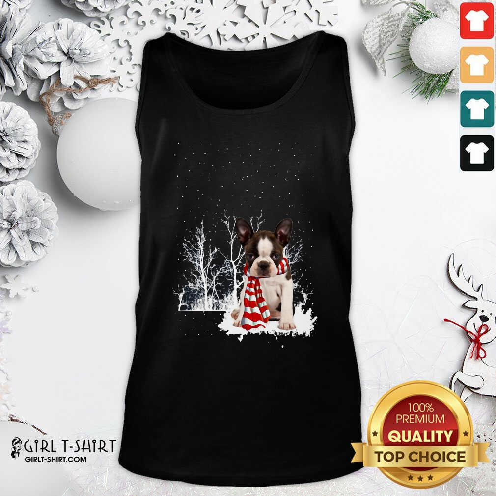Premium Boston Terrier Snow Scarf Christmas Shirt - Image 4