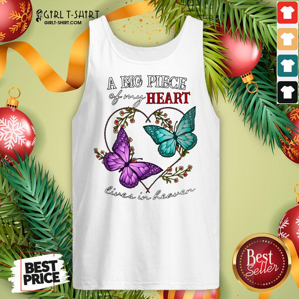Premium Butterfly A Big Piece Of My Heart Lives In Heaven Shirt - Image 3