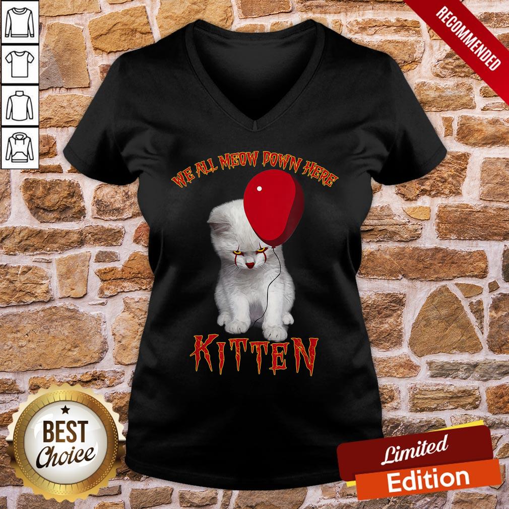 Premium Cat Pennywise It We All Meow Down Here Kitten Shirt - Image 2