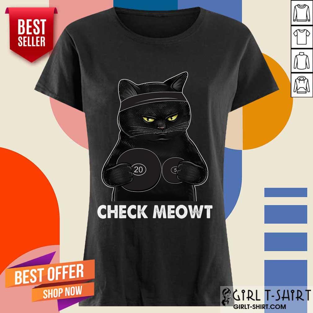 Premium Check Meowt Black Cat Shirt - Image 2