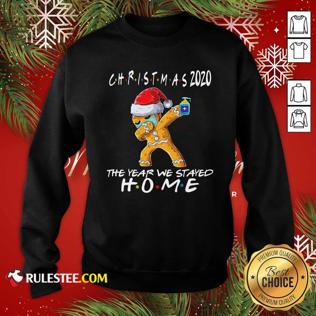Premium Christmas The Year We Stayed Home 2020 Quarantine Gingerbread Pajama Shirt - Image 5