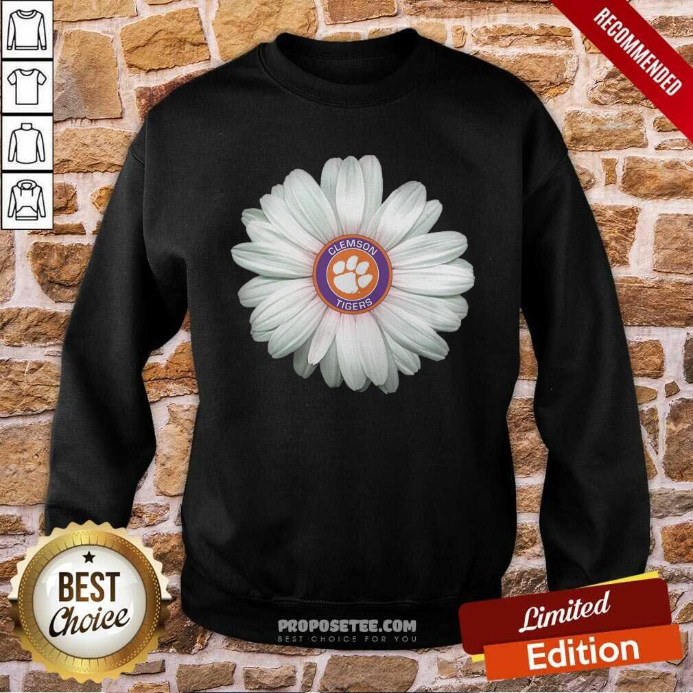 Premium Clemson Tigers Football Flower White Daisy Shirt - Image 5