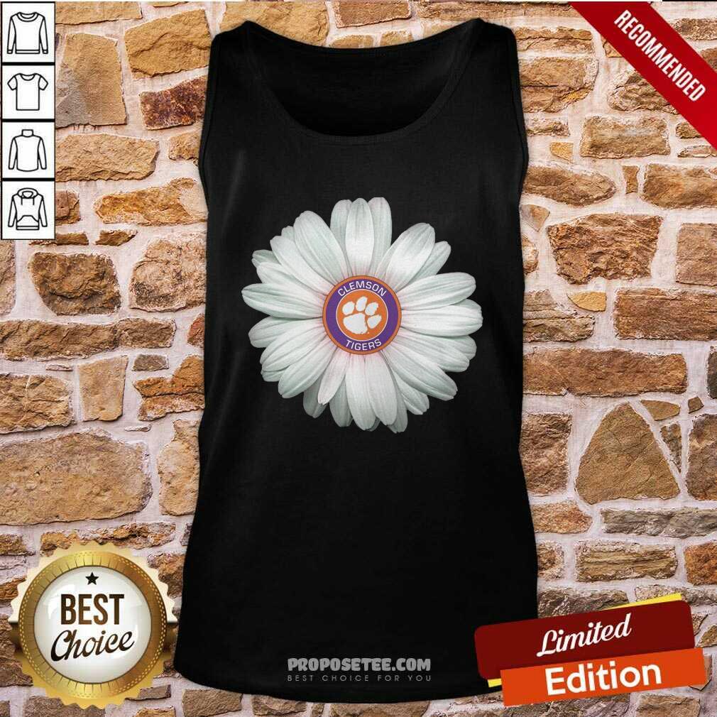 Premium Clemson Tigers Football Flower White Daisy Shirt - Image 4