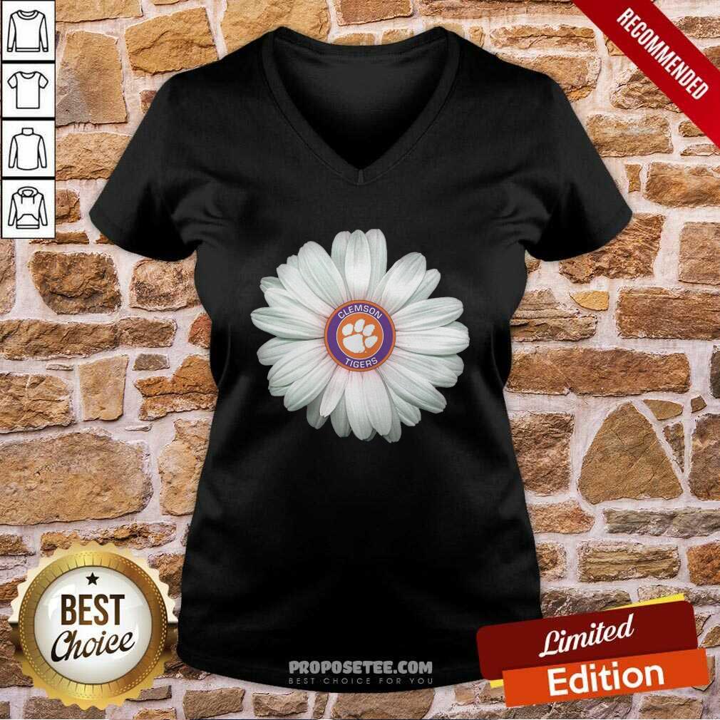 Premium Clemson Tigers Football Flower White Daisy Shirt - Image 3