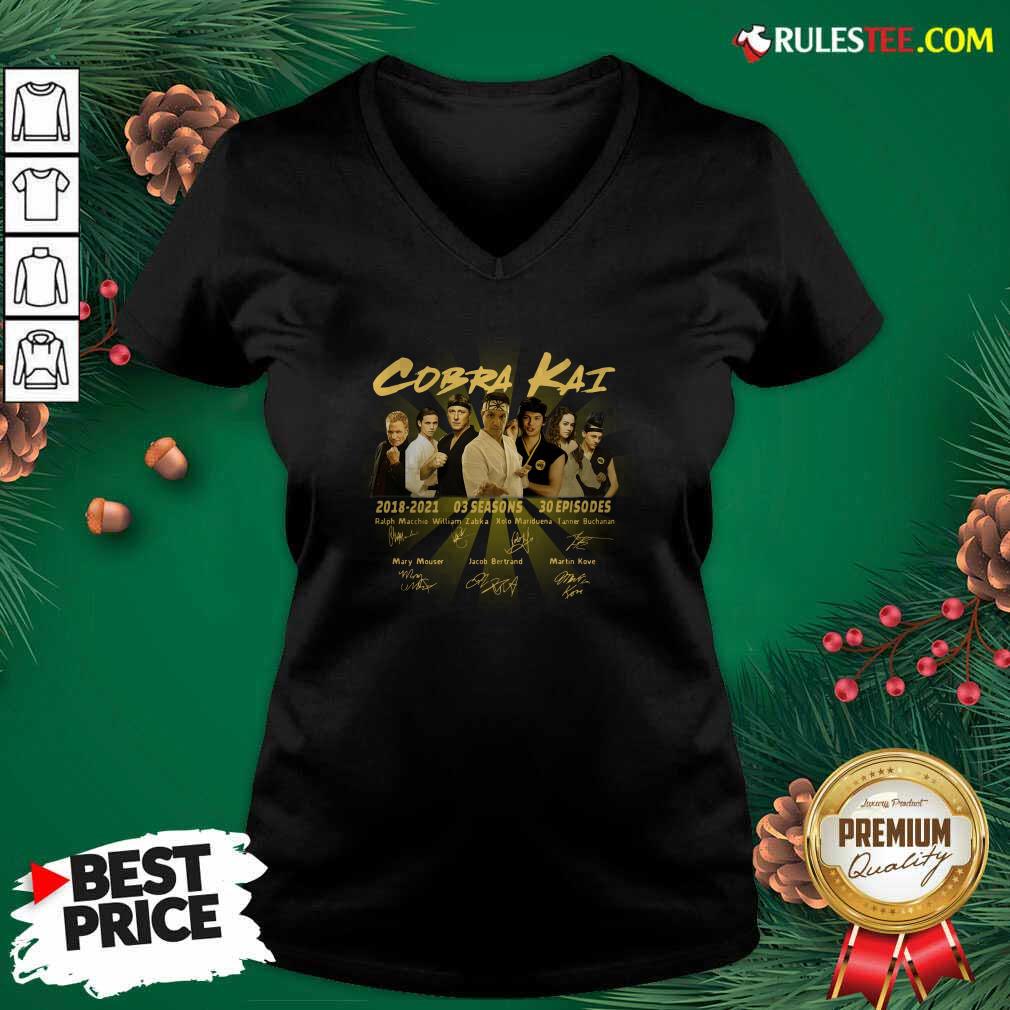 Premium Cobra Kai 2018 2021 03 Season 30 Episodes Signatures Shirt - Image 3