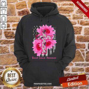 Alternative view of Premium Cross Sunflower Breast Cancer Awareness Pink Veteran Shirt