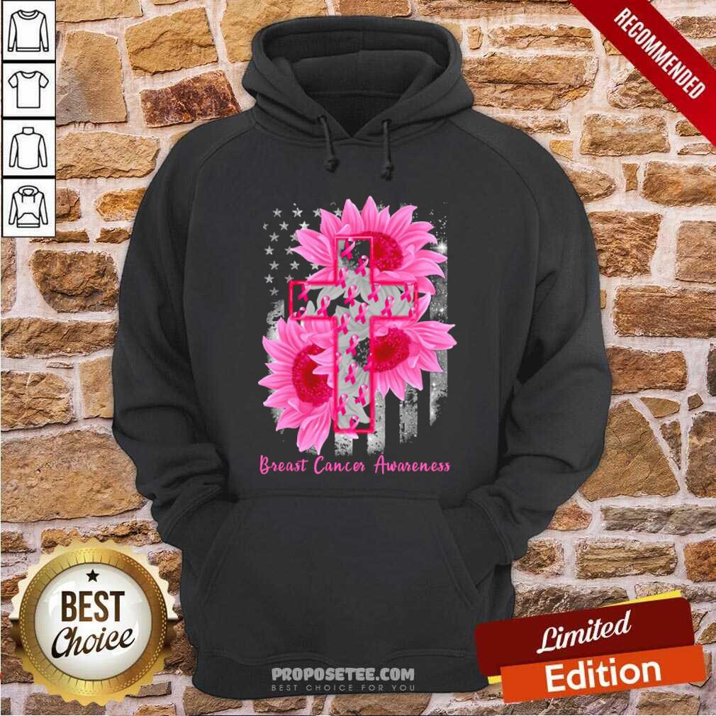 Premium Cross Sunflower Breast Cancer Awareness Pink Veteran Shirt - Image 2