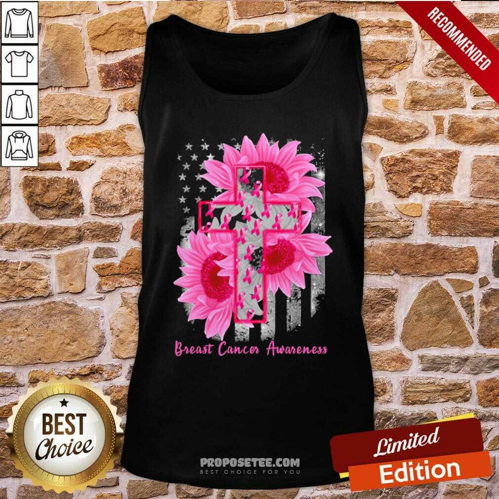 Premium Cross Sunflower Breast Cancer Awareness Pink Veteran Shirt - Image 4