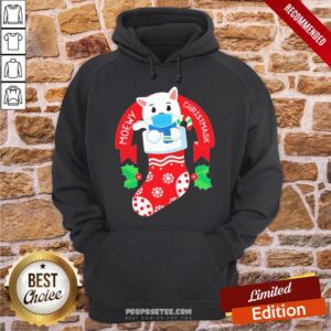 Alternative view of Premium Cute Cat Face Mask Funny Christmas Stocking Shirt