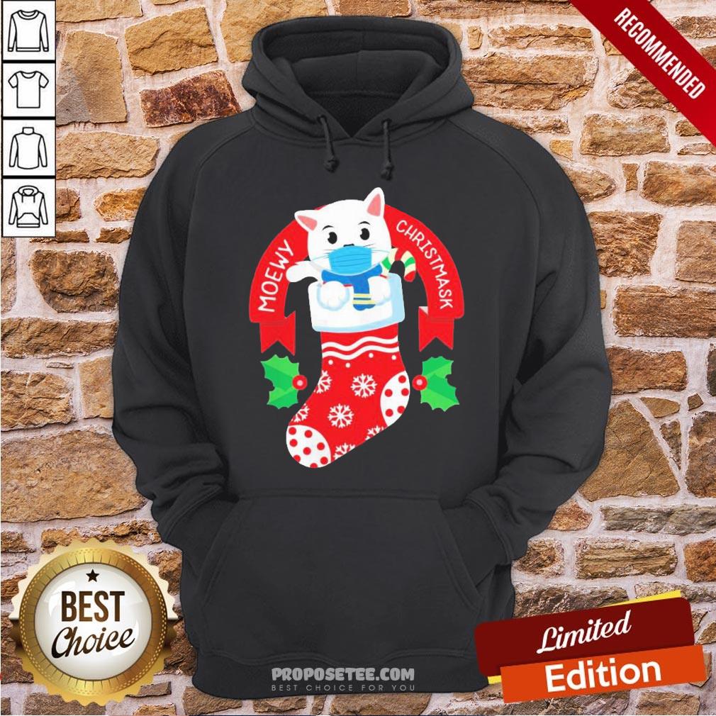 Premium Cute Cat Face Mask Funny Christmas Stocking Shirt - Image 2
