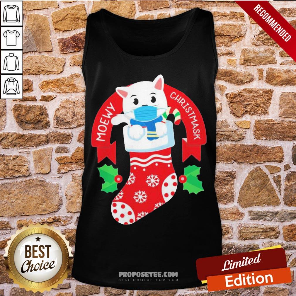 Premium Cute Cat Face Mask Funny Christmas Stocking Shirt - Image 4