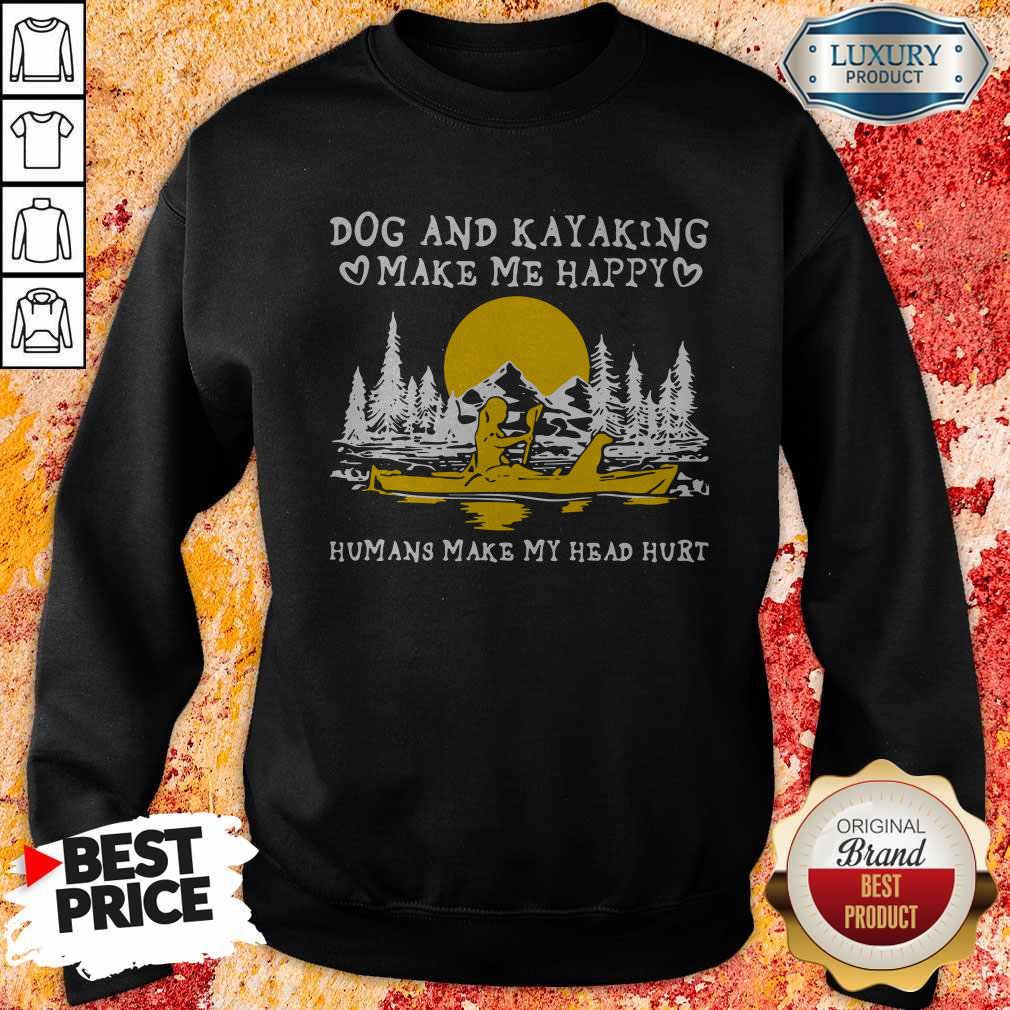 Premium Dog And Kayaking Make Me Happy Humans Make My Head Hurt Sunset Halloween Shirt - Image 5