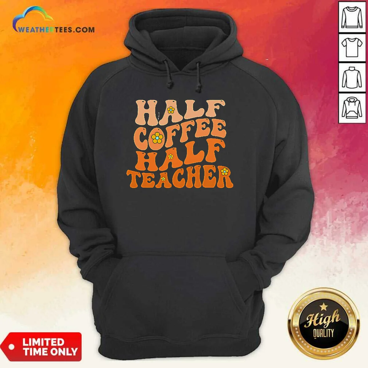 Premium Half Coffee Half Teacher Retro Shirt - Image 2
