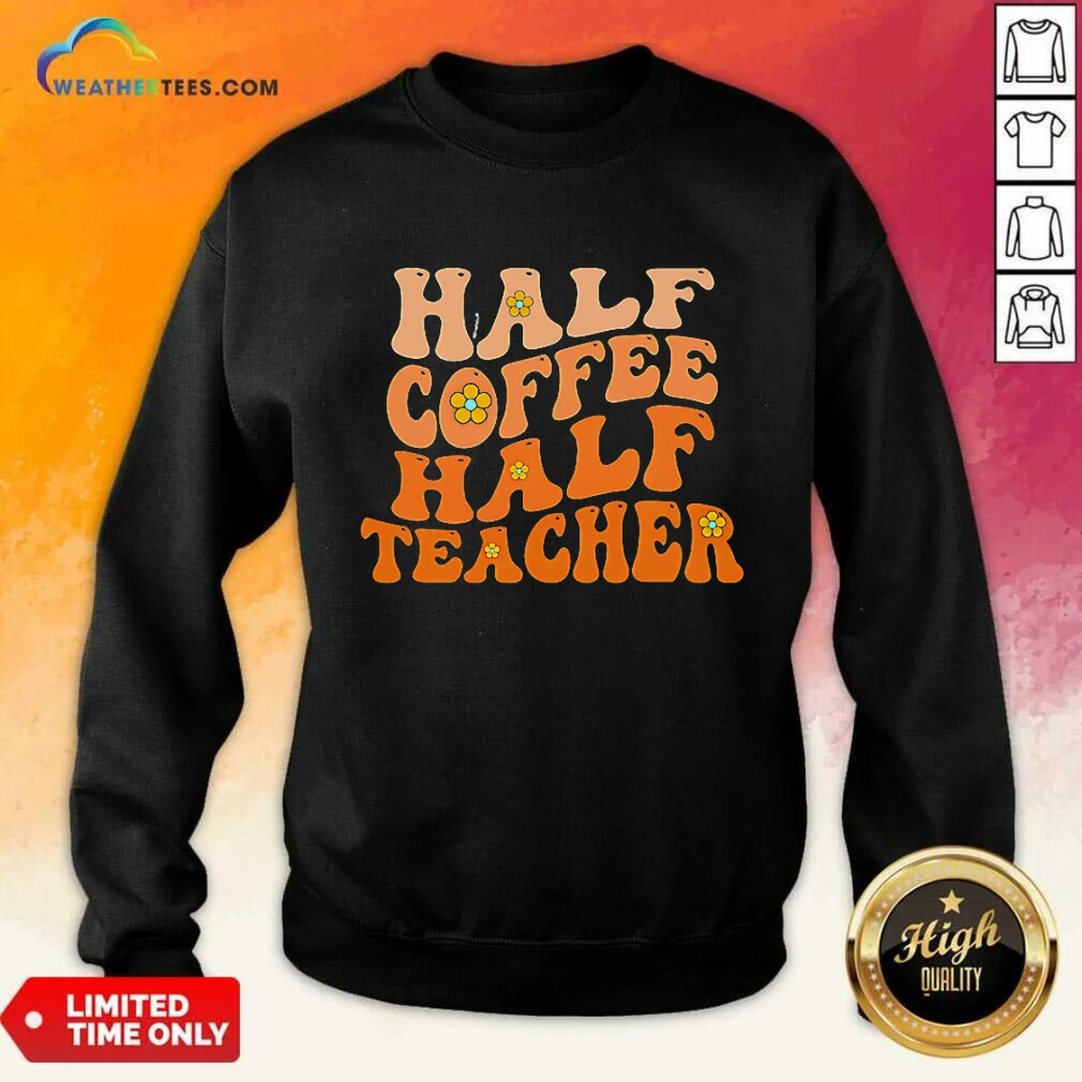 Premium Half Coffee Half Teacher Retro Shirt - Image 4