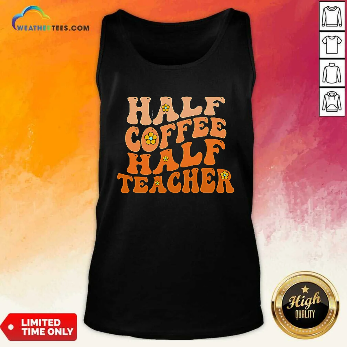 Premium Half Coffee Half Teacher Retro Shirt - Image 5