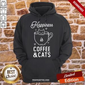 Alternative view of Premium Happiness Is Coffee And Cats Funny Cute Gift Shirt