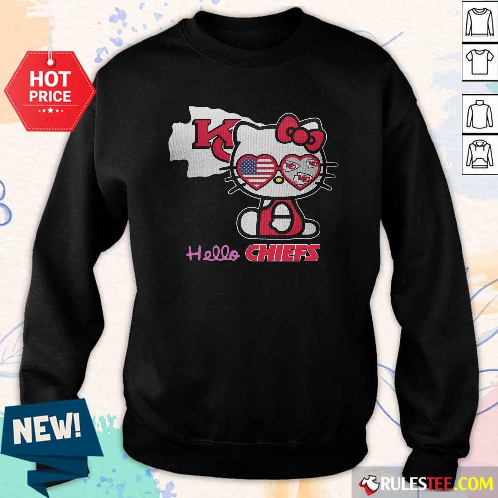 Premium Hello Kitty Hello Kansas City Chiefs With American Flag 2021 Shirt - Image 5