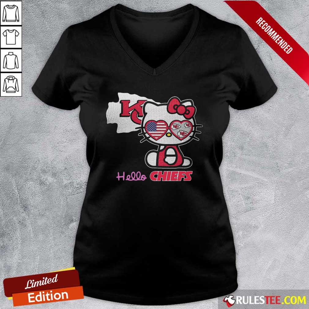 Premium Hello Kitty Hello Kansas City Chiefs With American Flag 2021 Shirt - Image 3