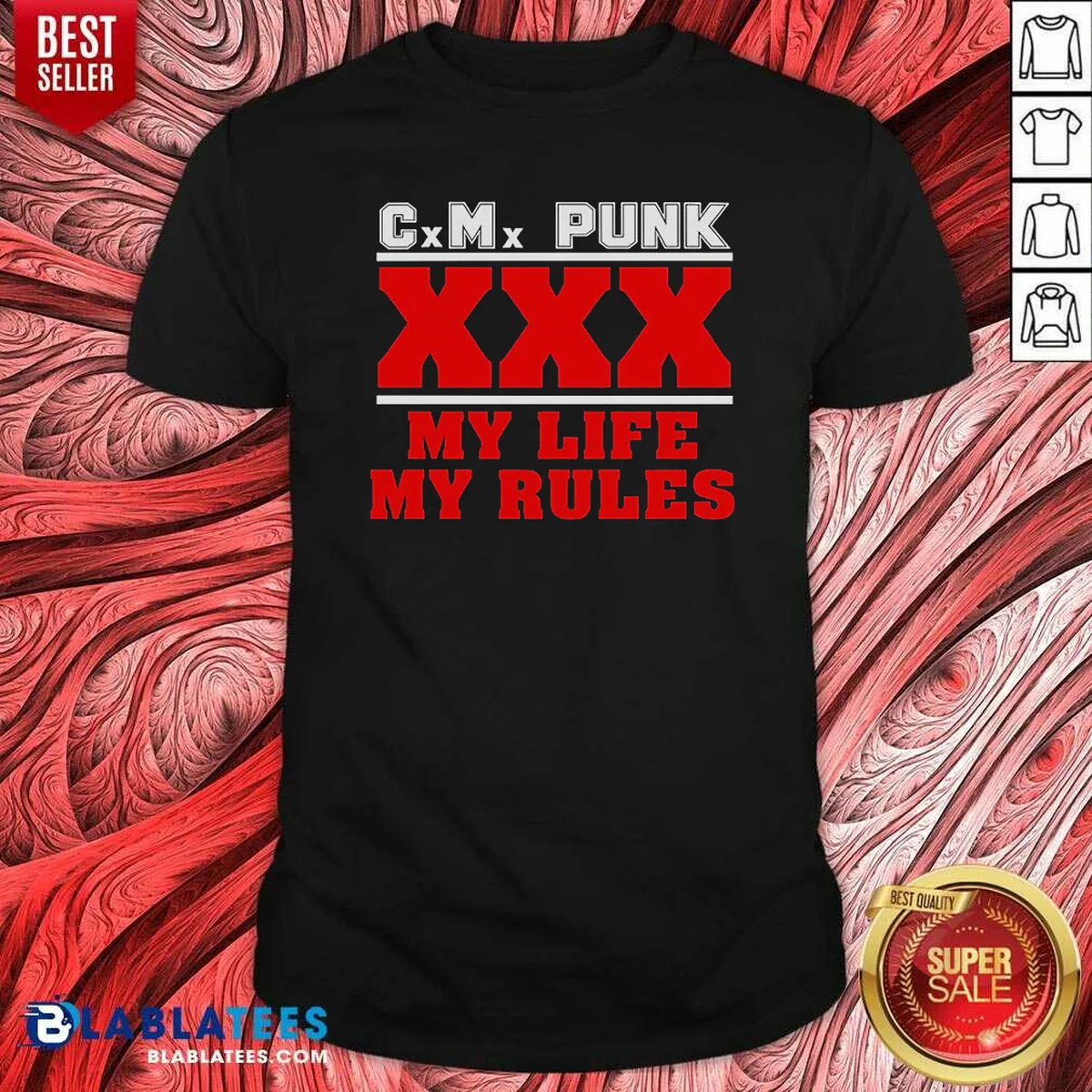 Premium Hot Straight Edge Hardcore CM Punk XXX My Life My Rules Shirt