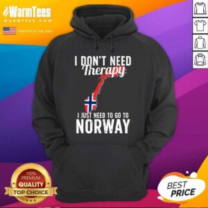Alternative view of Premium I Don’t Need Therapy I Just Need To Go To Norway Norwegian Flag Shirt