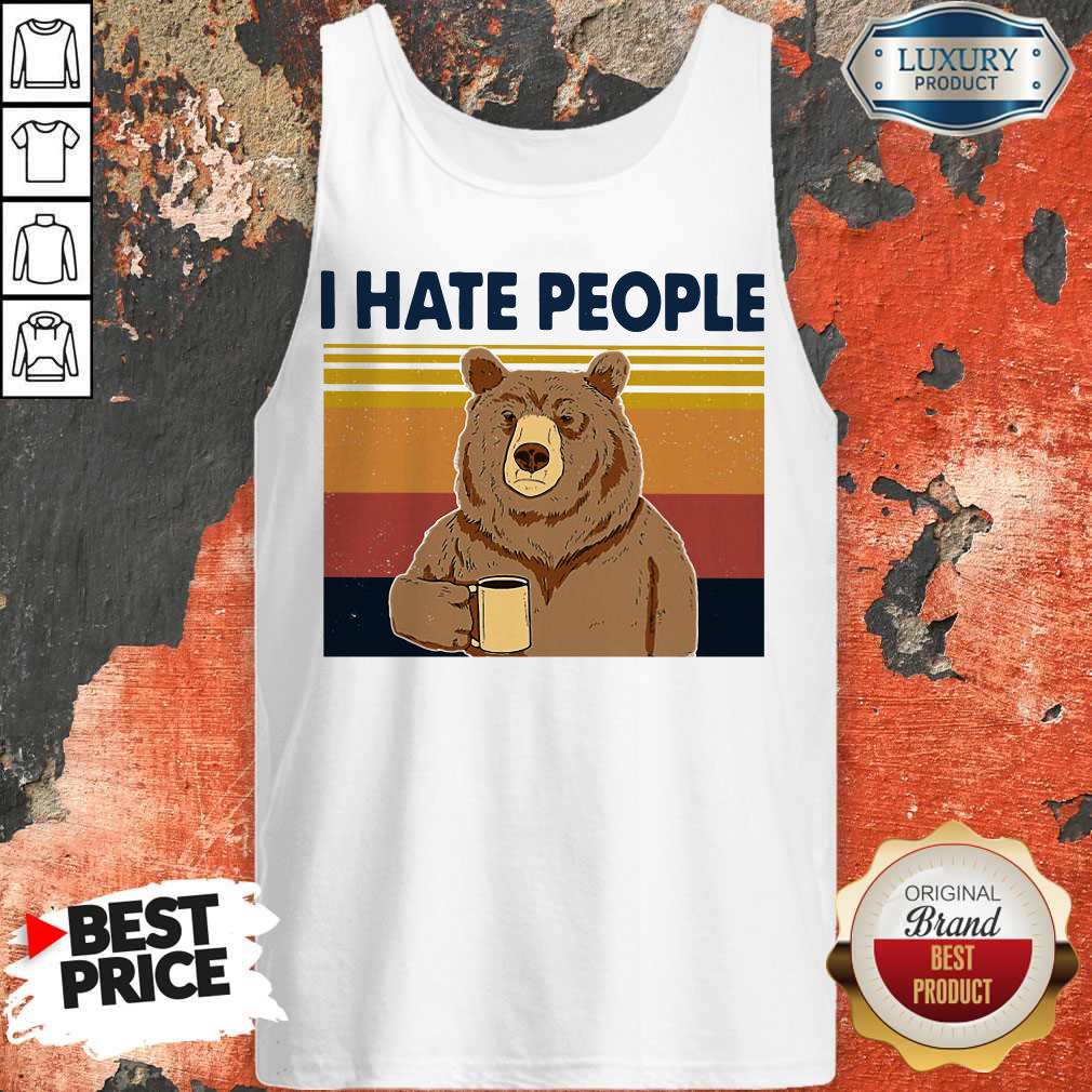 Premium I Hate People Bear Vintage Shirt - Image 4