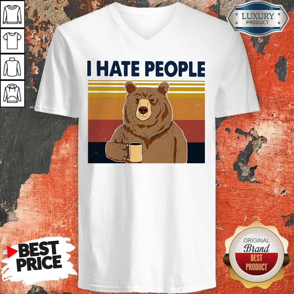 Premium I Hate People Bear Vintage Shirt - Image 3