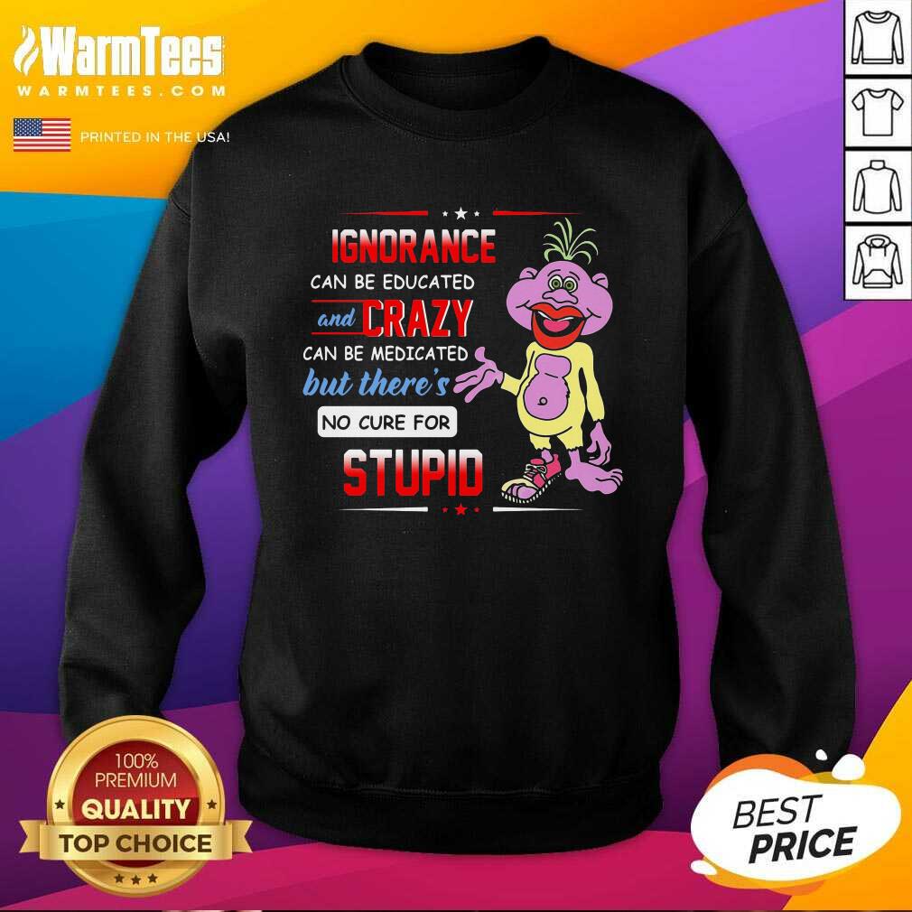 Premium Ignorance Can Be Educated And Crazy Can Be Medicated But There's No Cure For Stupid Shirt - Image 3