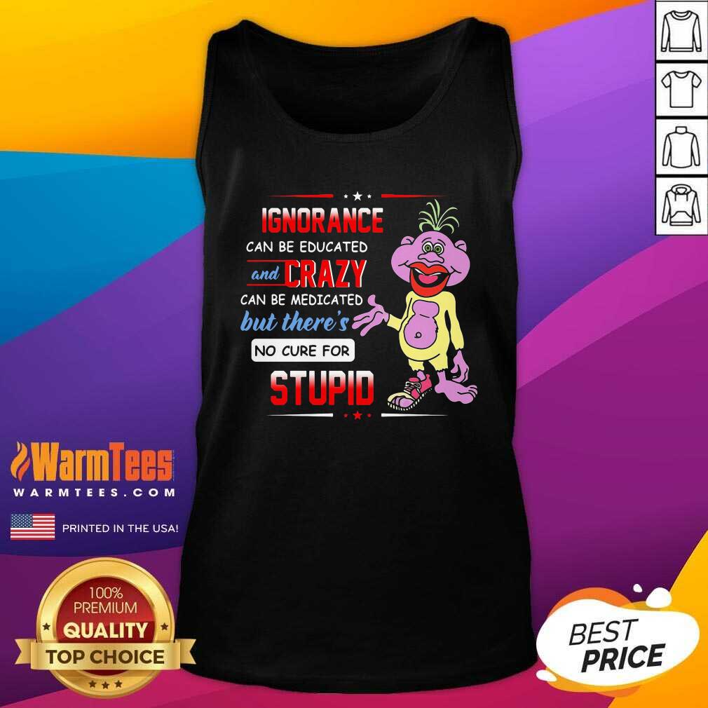 Premium Ignorance Can Be Educated And Crazy Can Be Medicated But There's No Cure For Stupid Shirt - Image 4