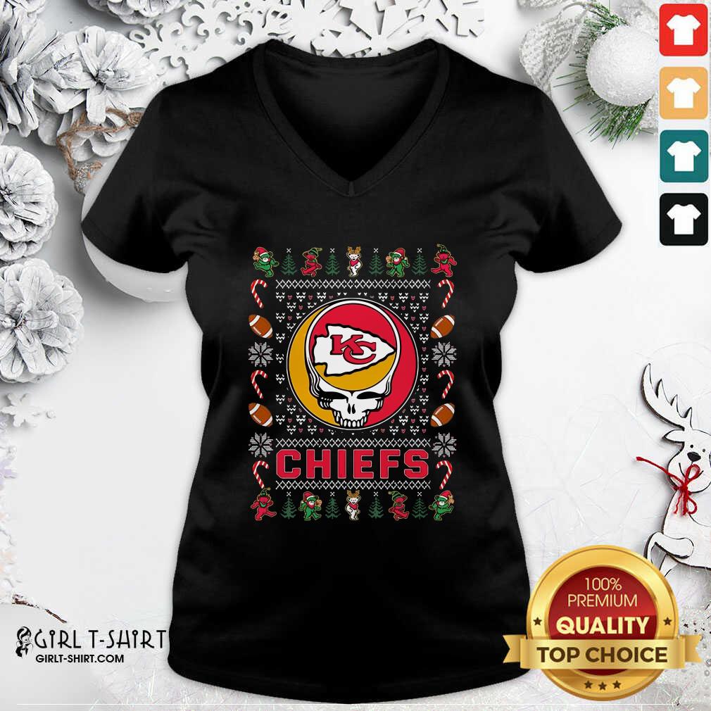 Premium Kansas City Chiefs Grateful Dead Christmas Ugly Shirt - Image 2